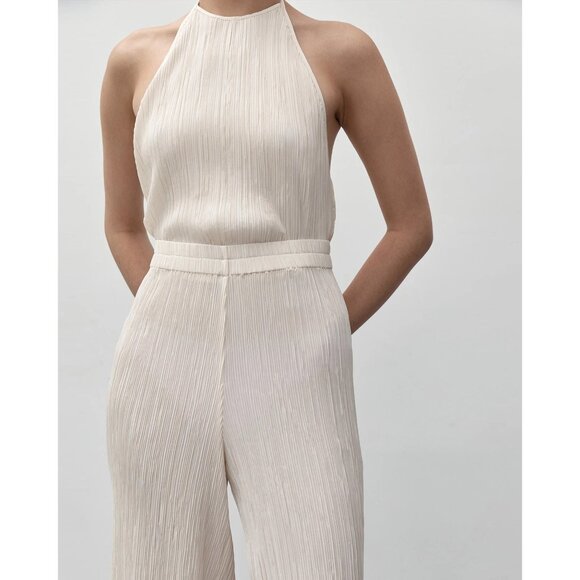 St. Agni Pleated Pants in Ivory, size XL - Picture 2 of 8